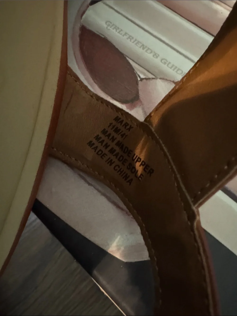 me too Tan Perforated Ankle-Strap Sandals